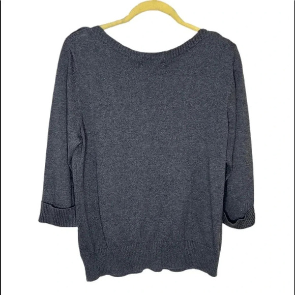 Karen Scott Womens Pullover Sweater Gray Marled Ribbed Front 100% Cotton L - Picture 2 of 8